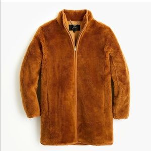 NTW J Crew Teddy Coat In Warm Brandy